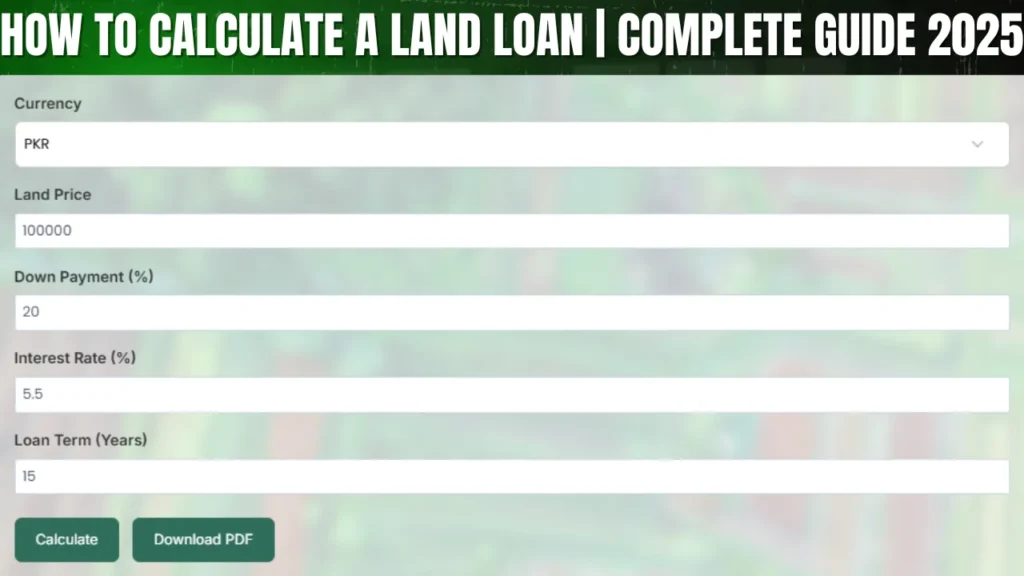 land loan calculator how to calculate a land loan