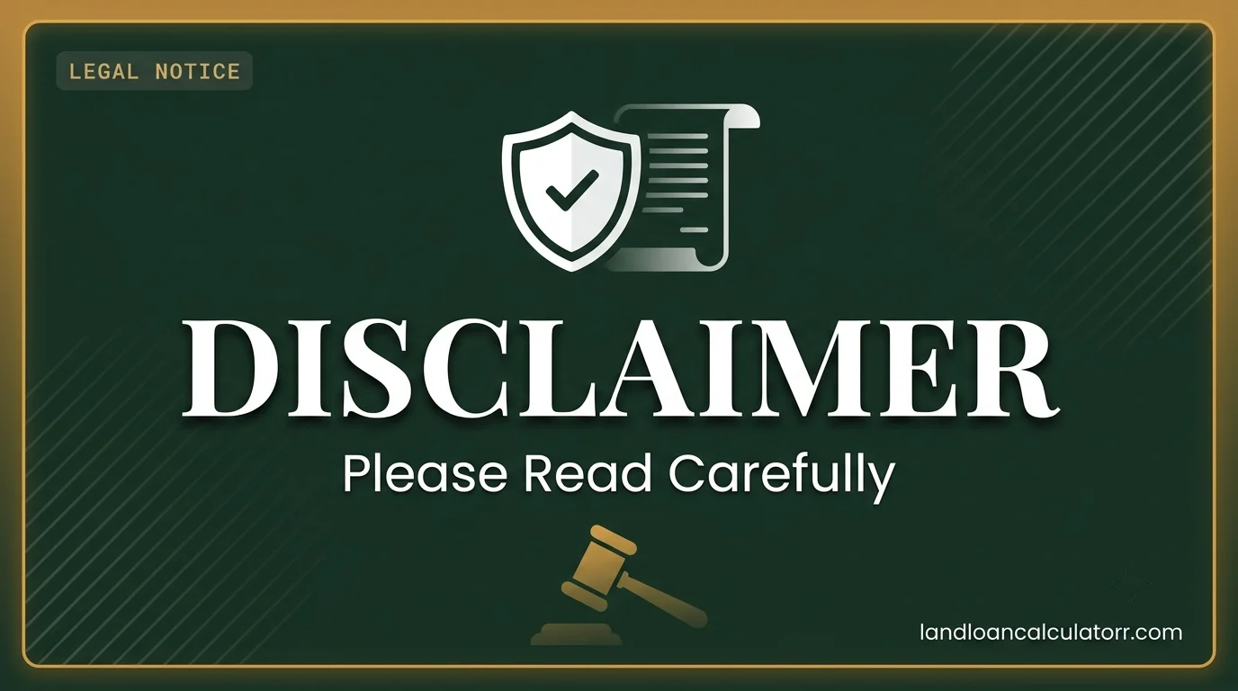 Disclaimer - Land Loan Calculator - Educational estimates only, not financial advice. No lender affiliation. Visit landloancalculatorr.com