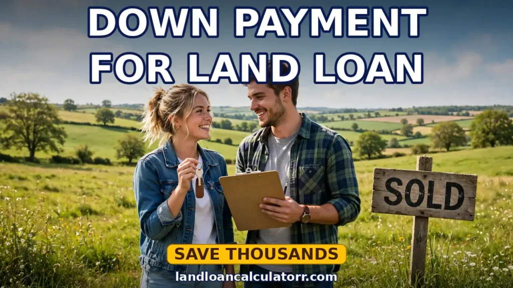 Down payment for land loan calculator helping a buyer plan the upfront cost of a land purchase
